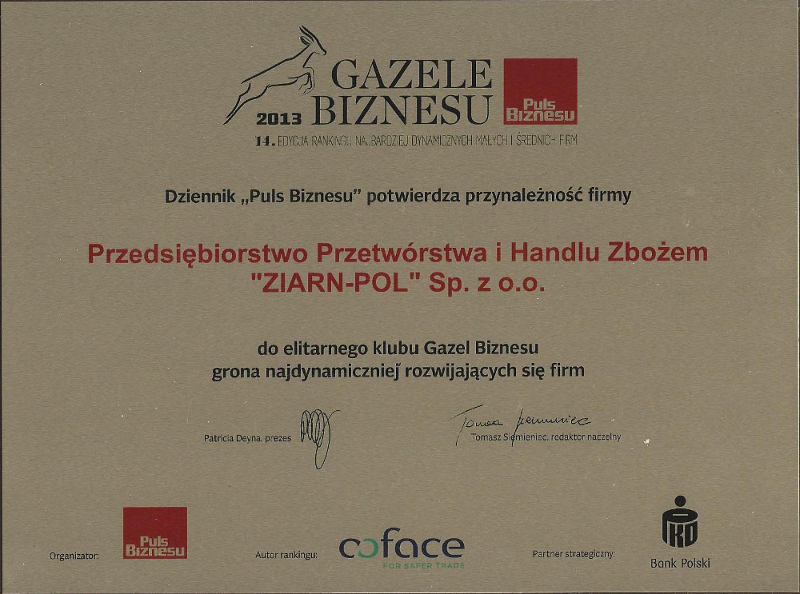 ZIARN-POL Gazelą Biznesu 2013